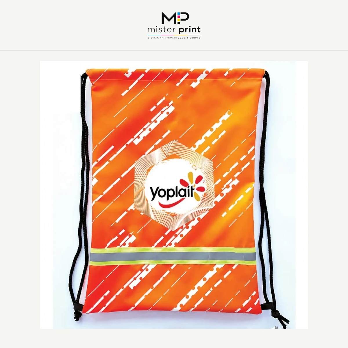 Drawstring backpack with reflective strip