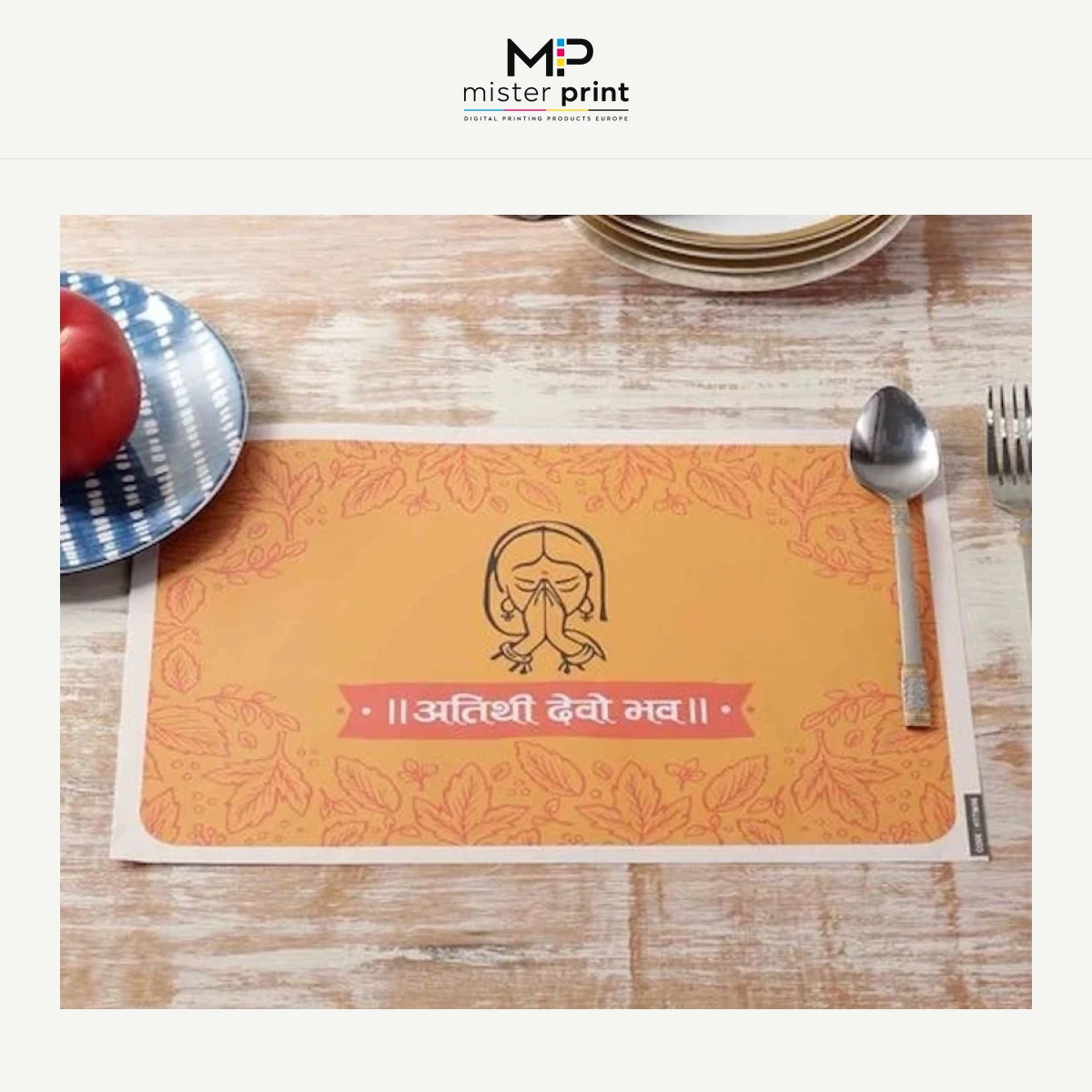 Customizable placemat in embossed paper