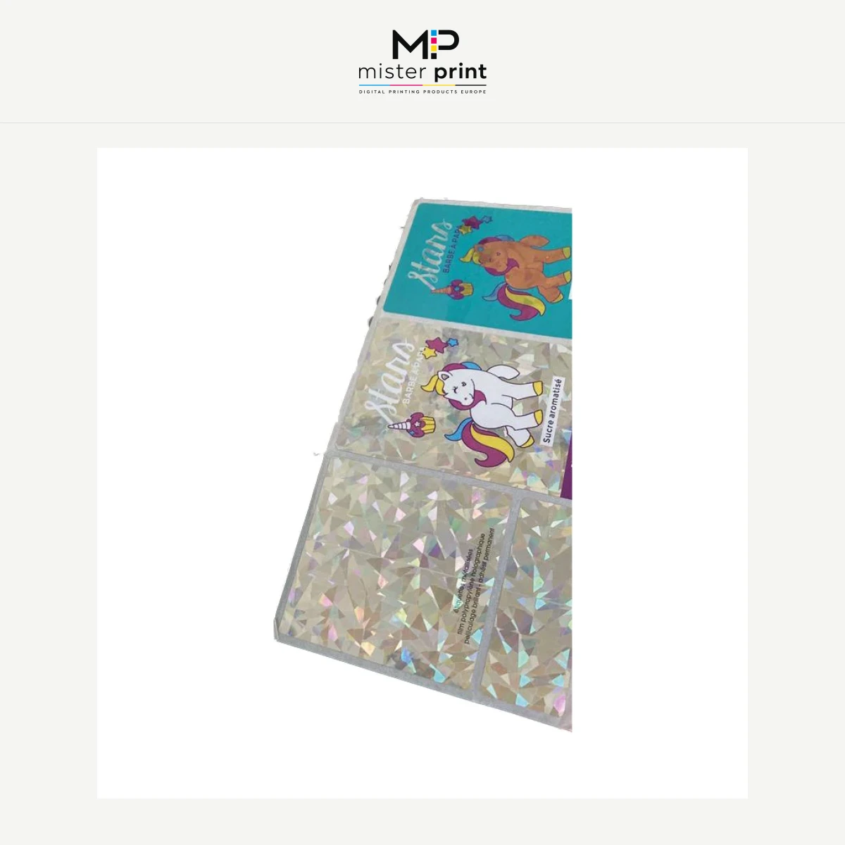 Holographic sticker with scale decoration